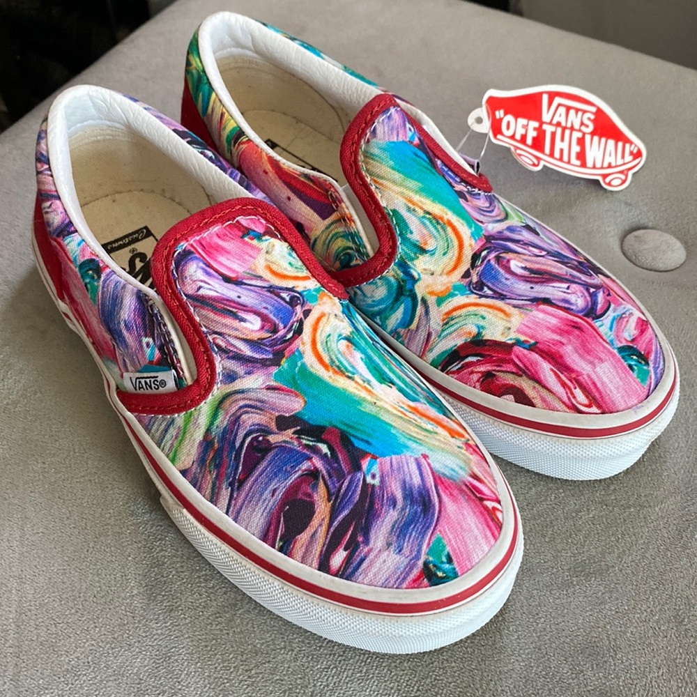 VANS Kids custom brush strokes slip on
